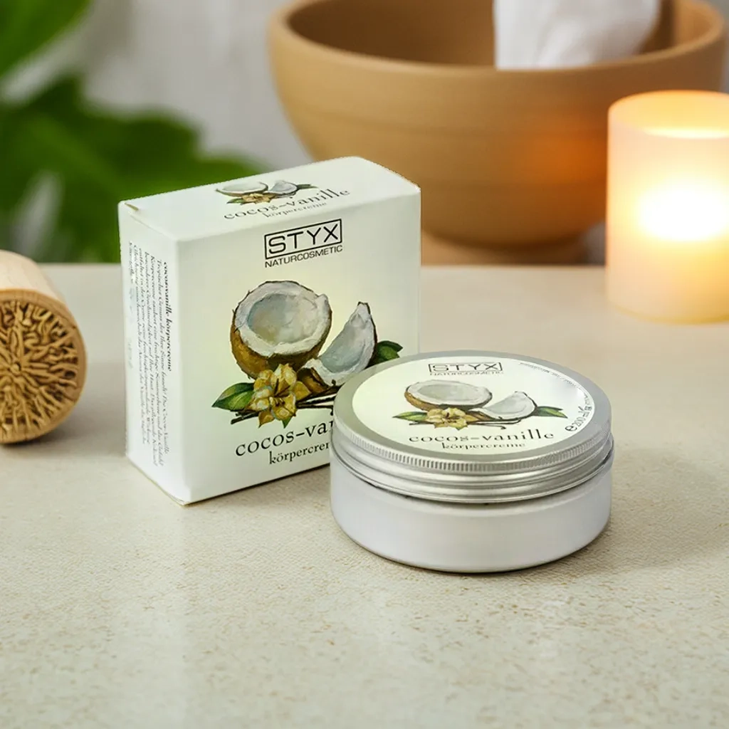 фото Парфюмированный увлажняющий крем для тела КОКОС-ВАНИЛЬ STYX, 200 мл в интернет магазине косметики Стикс 2