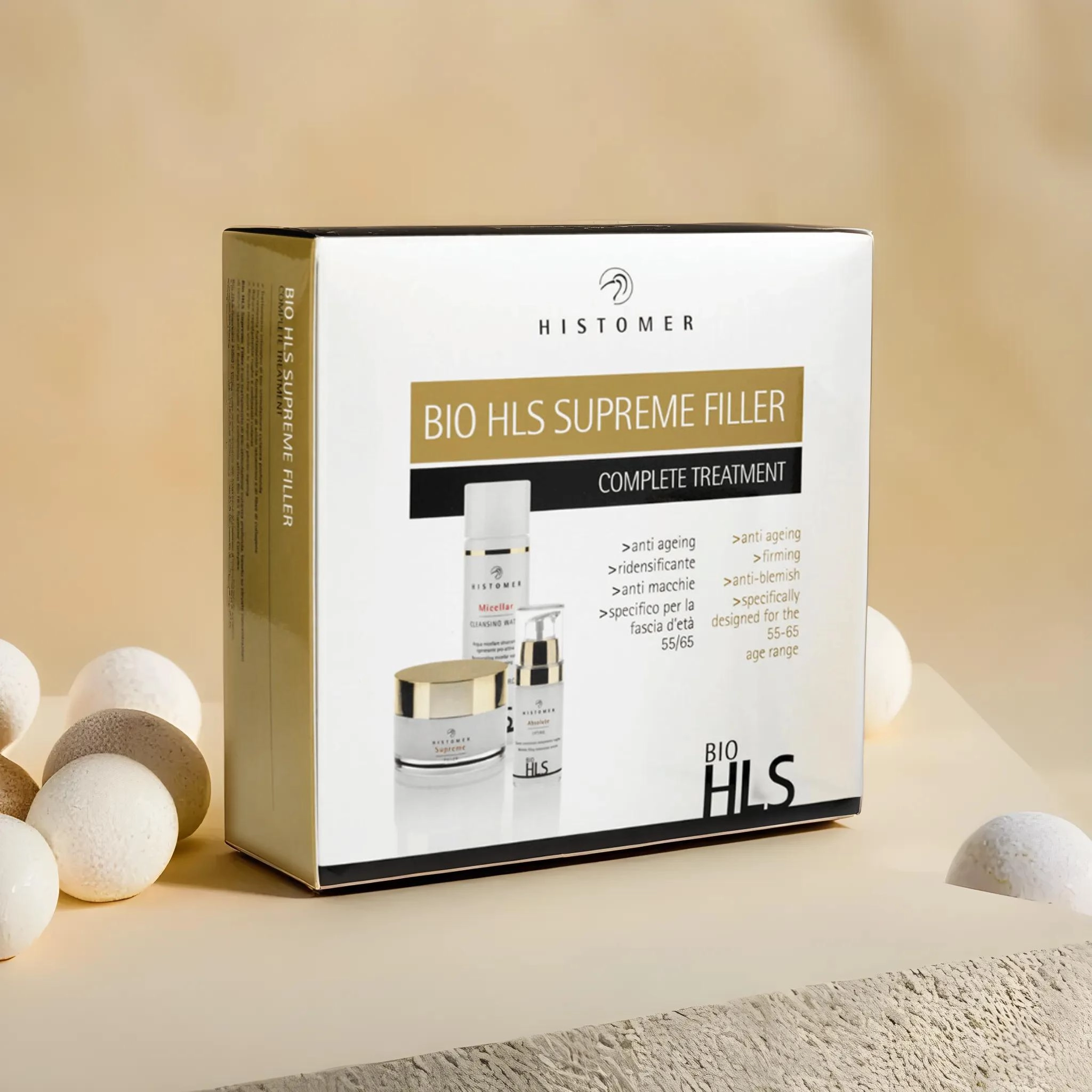 фото BIO HLS SUPREME 55+ Комплексный набор для зрелой кожи (мицеллярная вода, дневной крем SPF10, лифтинг-концентрат) HISTOMER в интернет магазине косметики Стикс 2