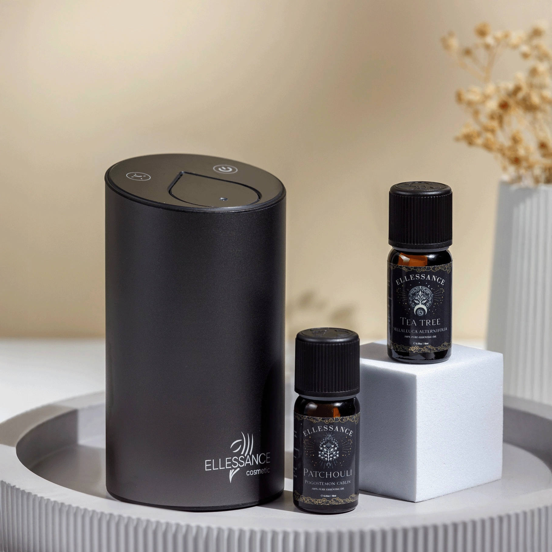 Набор для ароматерапии (диффузор + эфирное масло Пачули + эфирное масло Чайное дерево) Ellessance