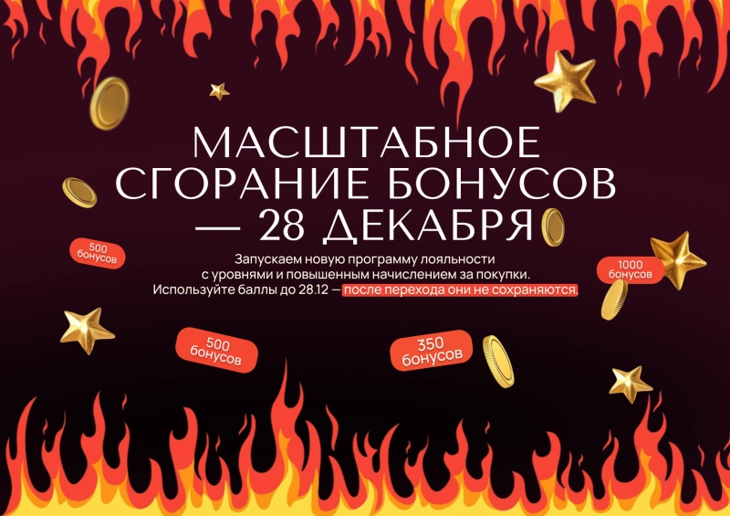 Обновление бонусной программы. Успейте потратить баллы до 28 декабря!