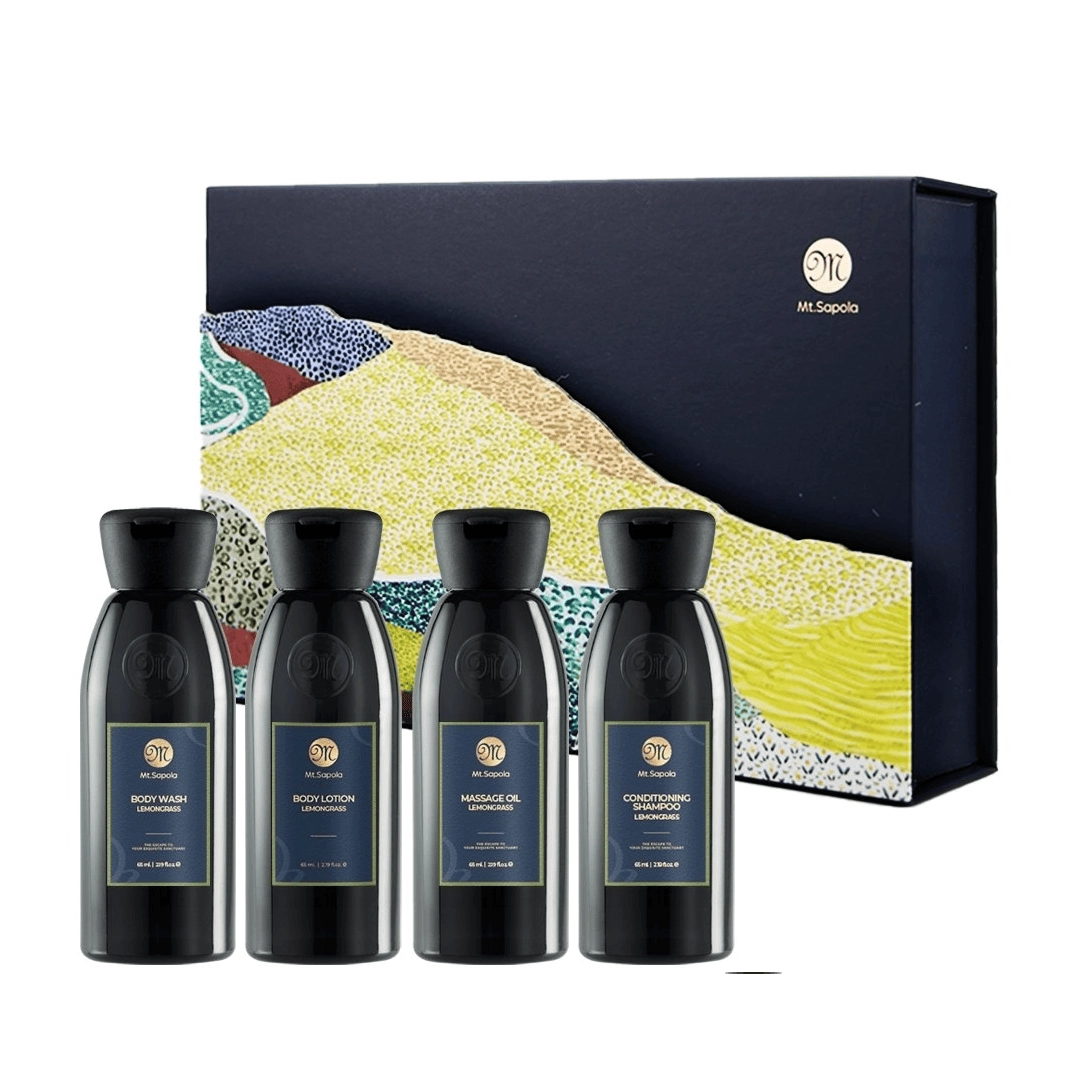 фото Подарочный набор МИНИ-СПА ДОМА (шампунь, гель для душа, лосьон для тела, массажное масло) ЛЕМОНГРАСС MT.SAPOLA, 4*65 мл  в интернет магазине косметики Стикс