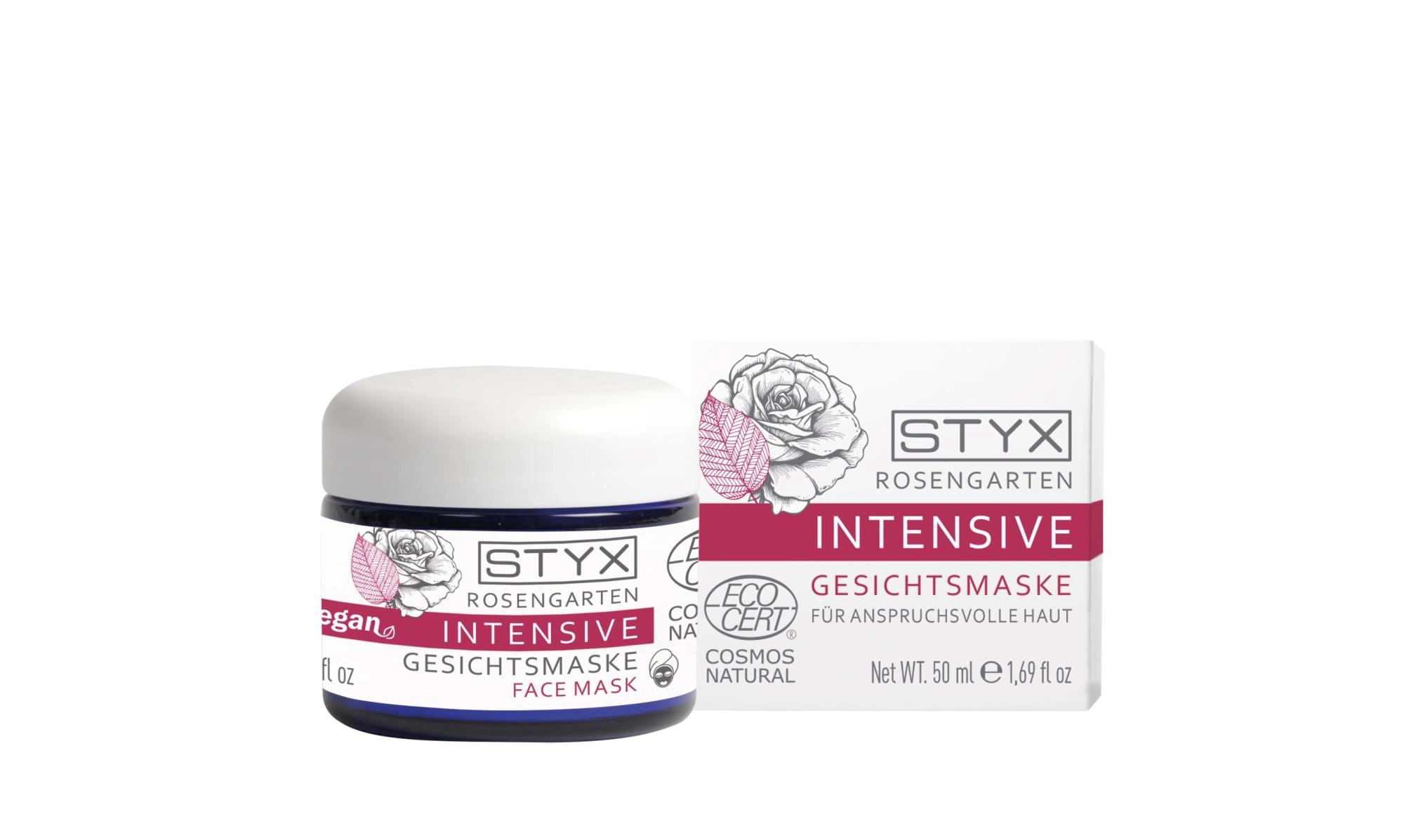 Омолаживающая маска для лица с розой и водорослями РОЗОВЫЙ САД STYX, 50 мл