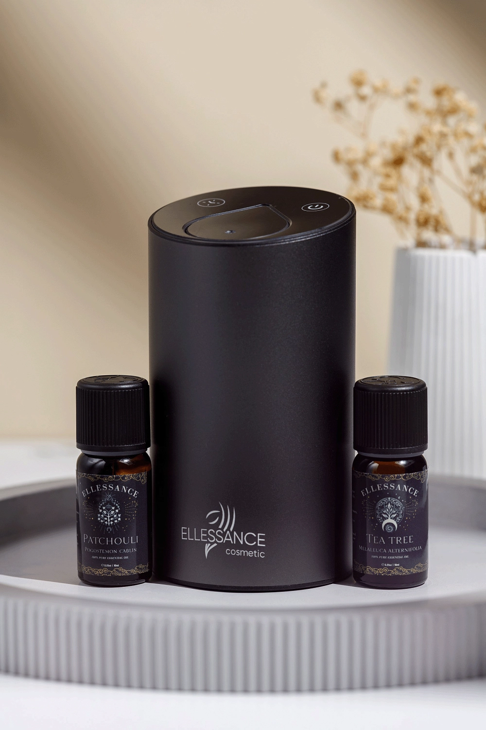 Набор для ароматерапии (диффузор + эфирное масло Пачули + эфирное масло Чайное дерево) Ellessance