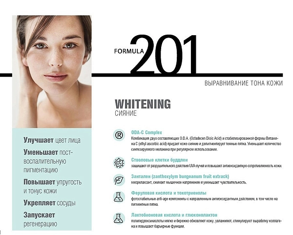 FORMULA 201 WHITENING Ночной концентрат для сияния и ровного тона кожи лица HISTOMER, 30 мл фото 2